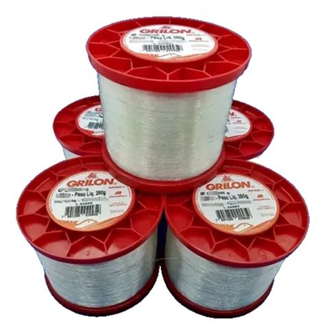 Kit 5 Pç Linha Pesca Nylon Grilon 0 50mm 250gr 1 038mts