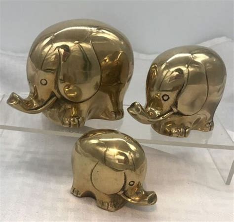 Vintage Brass Elephants Elephant Statues Solid Brass Etsy