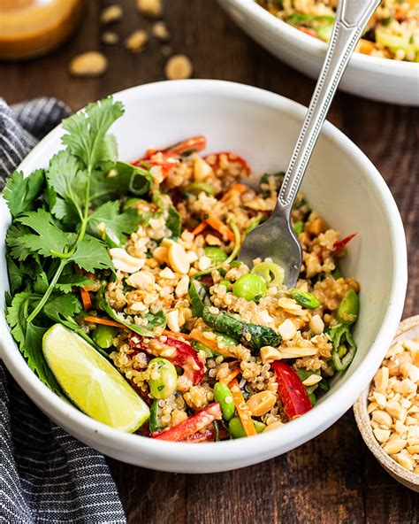 Thai Quinoa Salad With Peanut Dressing Packed With Plant Protein