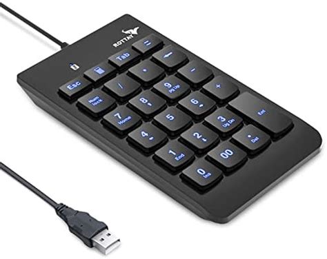 Rottay Backlit Number Pad Wired Numeric Keypad Silent Keyboard