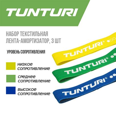 Набор тканевых фитнес-резинок Tunturi, комплект (3 шт) резинка для ...