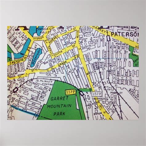 Paterson, NJ Vintage Map Poster | Zazzle.com