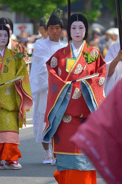 Men And Women Dressed In Heian Robes For A Parade Japanese Festival