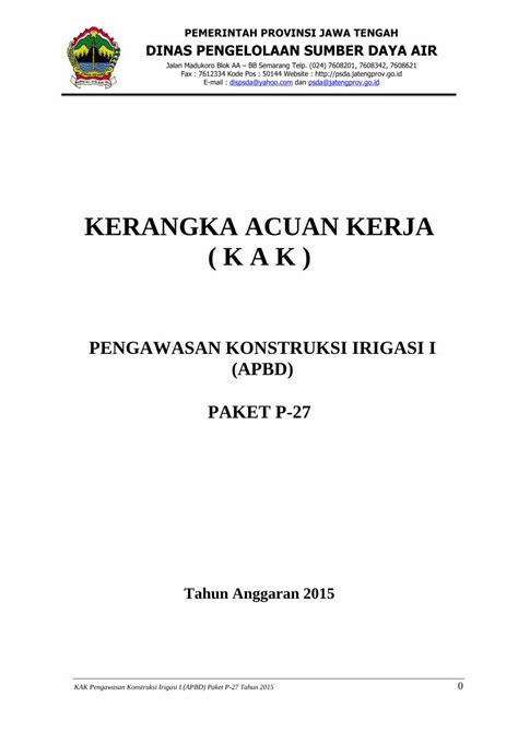 Pdf Kerangka Acuan Kerja K A K Dinas Pekerjaan Pusdataru