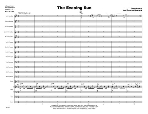 The Evening Sun Sheet Music Doug Beach George Shutack Jazz Ensemble