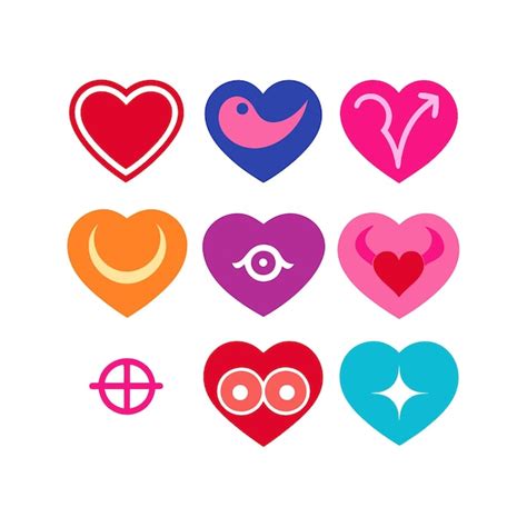 Premium Vector Heart Shape Icon Set Collection Vector Illustration Concept