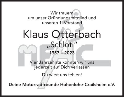 Traueranzeigen Von Klaus Otterbach S Dwest Presse Trauer