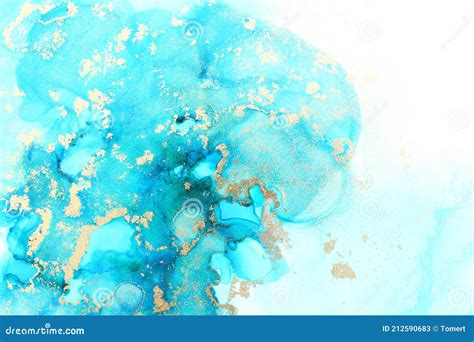 Art Photography Of Abstract Fluid Art Painting With Alcohol Ink Blue