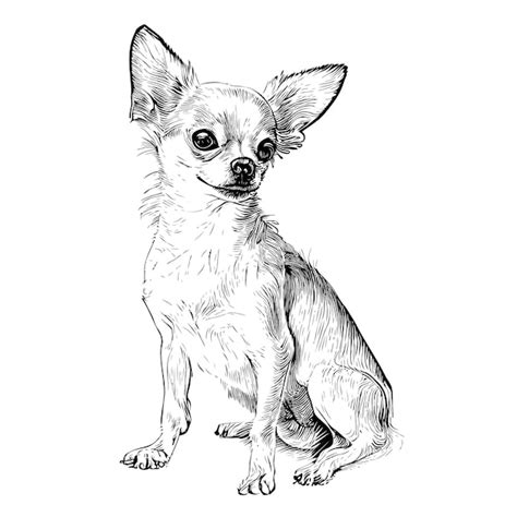 Een Tekening Van Een Hond Met Een Zwarte Omtrek Waarop Chihuahua