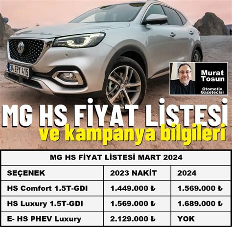 MG HS Fiyat Listesi Mart 2024 2023 MG HS Fiyat Listesi 2024 MG 0 Km