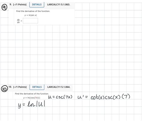 Solved Find The Derivative Of The Function Y Ln∣sinx∣ Dxdy