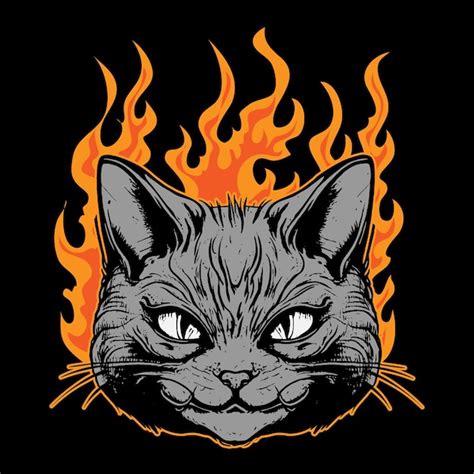 Premium Vector Vector Illustration Cat Head Burn