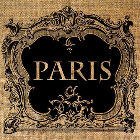 Paris Text In Ornate Frame French Digital Collage Sheet Etsy