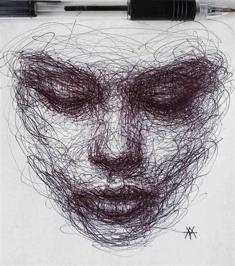 The Artist Draws Amazing Portraits Entirely By Scribbling Trendy Art