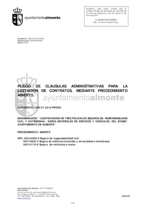 PDF PLIEGO DE CLÁUSULAS ADMINISTRATIVAS PARA LA