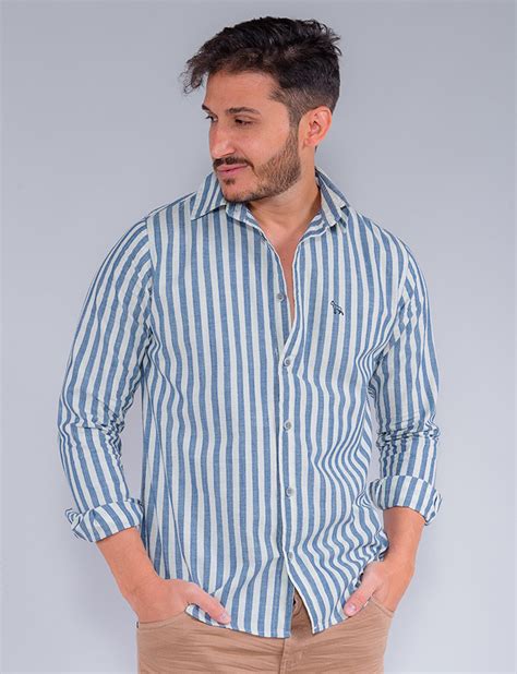 Camisa Listrada Atacado Manga Longa Masculina Revanche Leandro Roupas