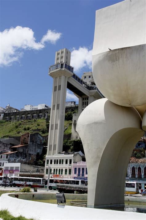 Sculpture Of Mario Caravo And Lacerda Elevator Editorial Stock Image