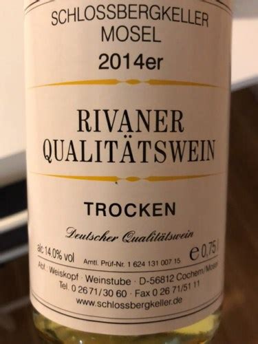 Schlossbergkeller Rivaner Trocken Vivino Australia