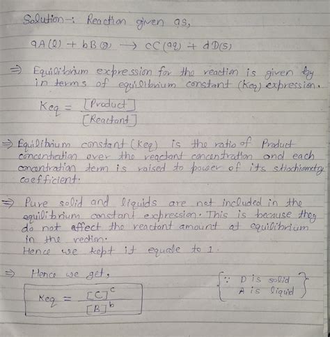 Solved Write The Equilibrium Expression For The Following Rxn Aal