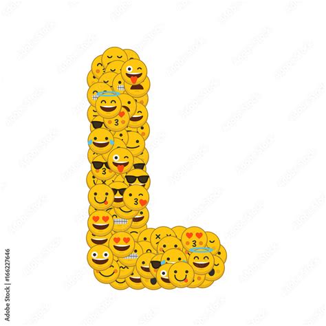 Emoji smiley characters capital letter L Stock Illustration | Adobe Stock