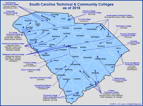 South Carolina Education - Community / Technical Colleges as of 2016