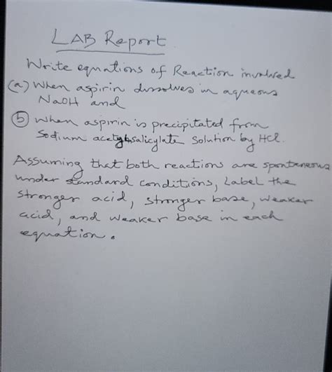 [Solved] liquid-liquid Extraction. LAB Report Write equations of Reaction... | Course Hero