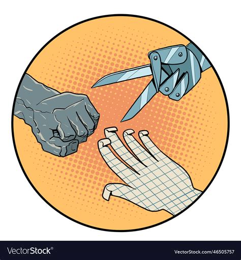 Stone paper scissors from their materials Vector Image