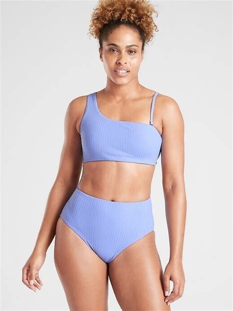 Athleta Rib Asym Convertible Bikini Swim Top Victorian Periwinkle Size