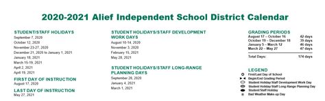 Albright Middle - School District Instructional Calendar - Alief Isd ...