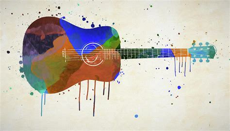 Colorful Acoustic Guitar Running Paint Mixed Media By Dan Sproul Fine