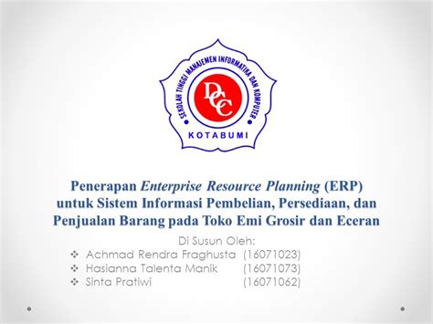 Penerapan Enterprise Resource Planning Erp Untuk Sistem Informasi