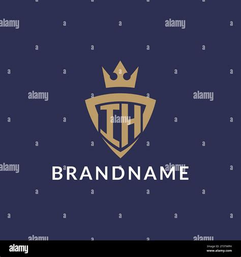 Ih Logo With Shield And Crown Monogram Initial Logo Style Vector File