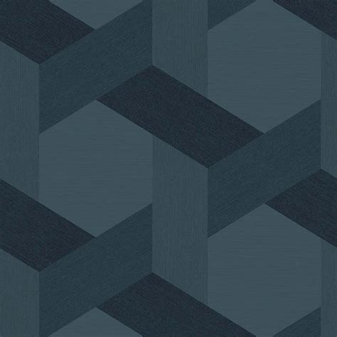 Sample Fractal Navy Wallpaper From The Exclusives Collection By Graham