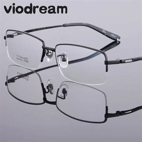 Viodream New Pure Titanium Half Glasses Frame Ultra Light Business Prescription Optical Glasses