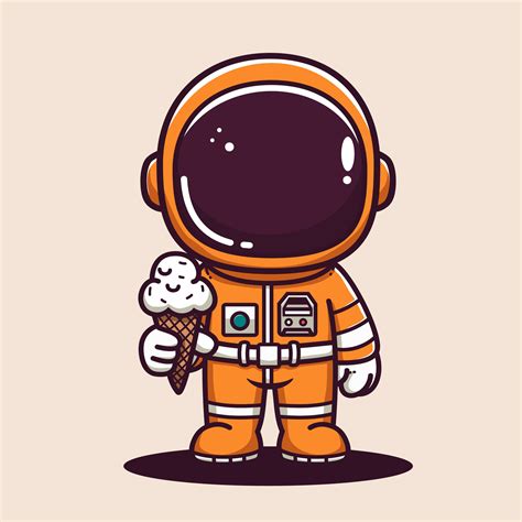 Linda Dibujos Animados Astronauta Vistiendo Naranja Traje Participaci N