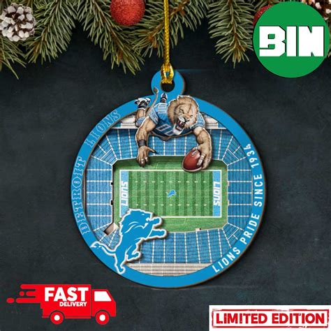 Detroit Lions NFL Stadium View Christmas Tree Decorations Ornament ...