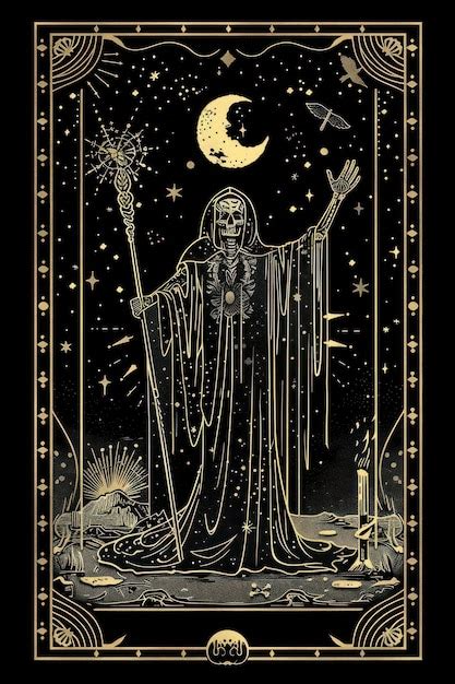 A pintura da tábua preta do logotipo do tarot da morte imagem Premium