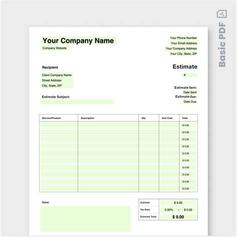 Free Estimate Template Customize And Download Jobber Free Tools