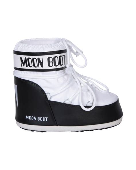 Moon Boot Icon Low Nylon White Black Lyst