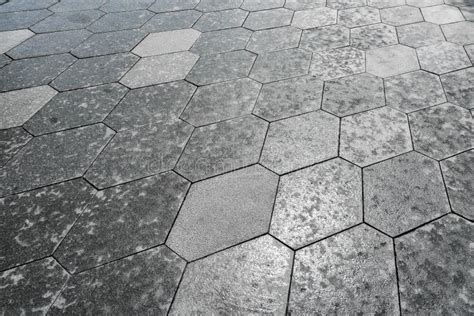 The Texture of Hexagonal Tiled Pavement with Perspective. Stock Photo - Image of hexagon ...