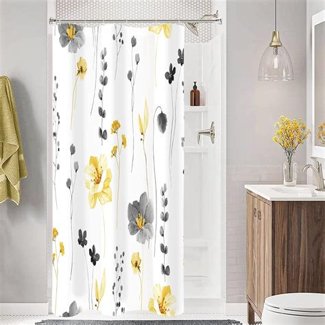 Small Stall Shower Curtain X Narrow Half Watercolor Floral