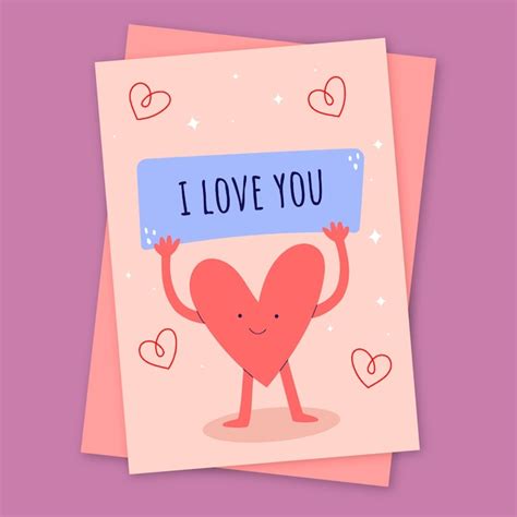 Ilustración de diseño de carta de amor Vector Gratis