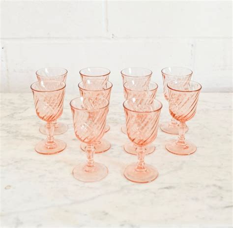 Vintage French Pink Glass Aperitif Glasses Joliette Pickering On Canada