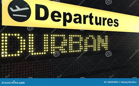 Flight To Durban on International Airport Departures Board. Travelling ...