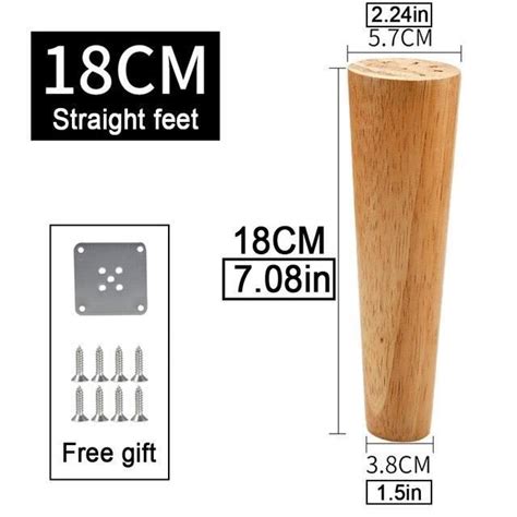 PIED DE MEUBLE Straight Feet 18cm Pieds De Meuble En Bois Massif Avec