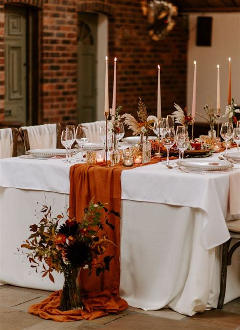 Cosy Modern Candlelit Terracotta Wedding Ideas Wedding Table