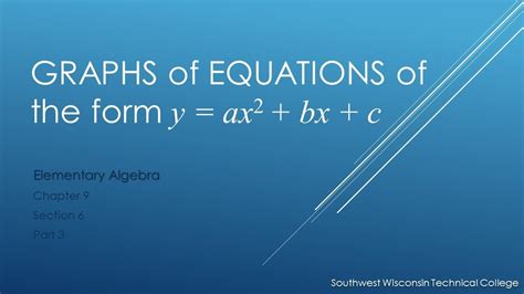 Graph Quadratic Equation Of The Form Y Ax 2 Bx C Elementary