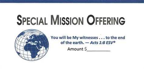 Dollarcheck Size Special Mission Offering Envelope Concordia