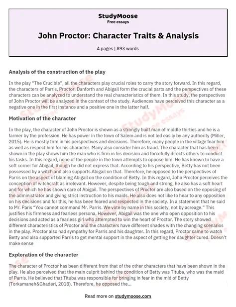 John Proctor: Character Traits & Analysis - Free Essay Sample