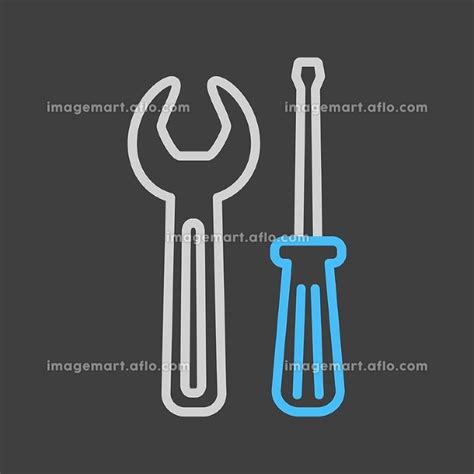 Screwdriver and wrench vector isolated flat icon on dark backgroundの